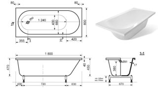 Ванна из литьевого мрамора Эстет Chester silk ФР-00014626 180x80см белый матовый